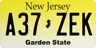 NJ license plate A37ZEK