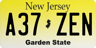 NJ license plate A37ZEN