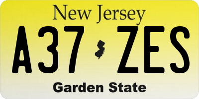 NJ license plate A37ZES