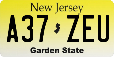 NJ license plate A37ZEU