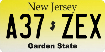 NJ license plate A37ZEX