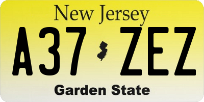 NJ license plate A37ZEZ