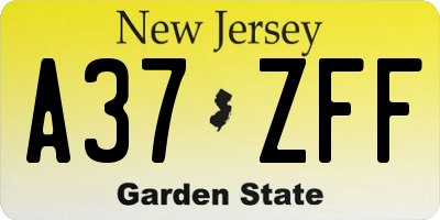 NJ license plate A37ZFF