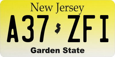 NJ license plate A37ZFI