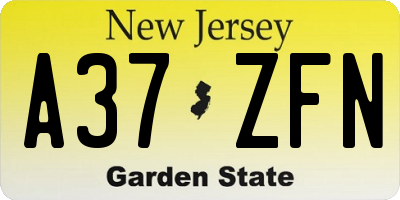 NJ license plate A37ZFN