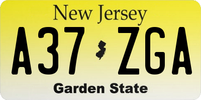 NJ license plate A37ZGA