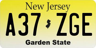 NJ license plate A37ZGE