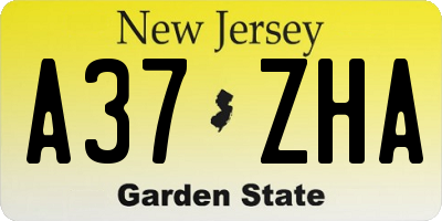 NJ license plate A37ZHA