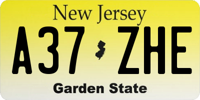 NJ license plate A37ZHE