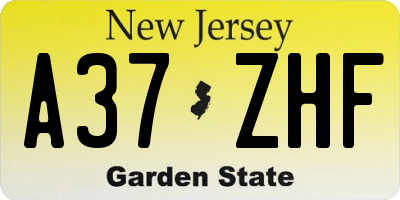 NJ license plate A37ZHF