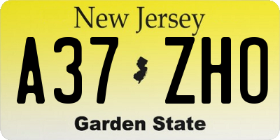 NJ license plate A37ZHO