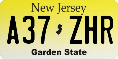 NJ license plate A37ZHR