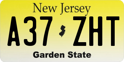 NJ license plate A37ZHT