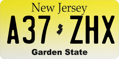 NJ license plate A37ZHX