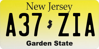 NJ license plate A37ZIA