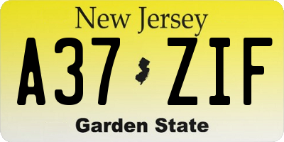 NJ license plate A37ZIF