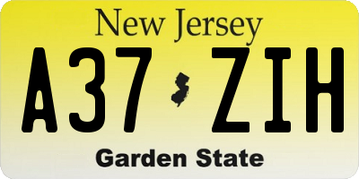 NJ license plate A37ZIH