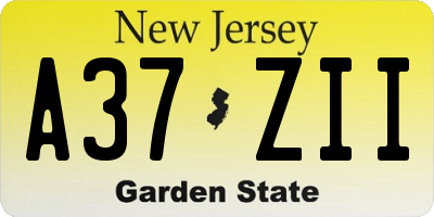 NJ license plate A37ZII