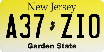 NJ license plate A37ZIO