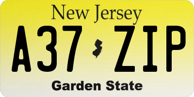 NJ license plate A37ZIP