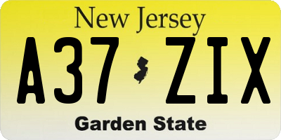 NJ license plate A37ZIX