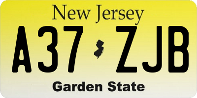 NJ license plate A37ZJB