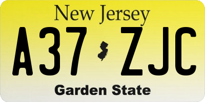 NJ license plate A37ZJC