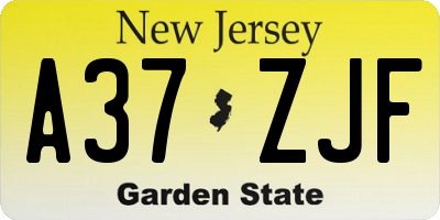 NJ license plate A37ZJF