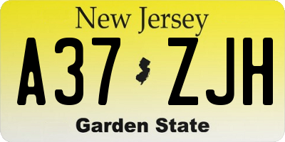 NJ license plate A37ZJH