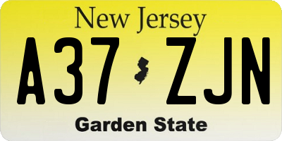NJ license plate A37ZJN