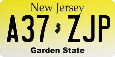 NJ license plate A37ZJP