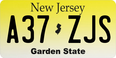 NJ license plate A37ZJS