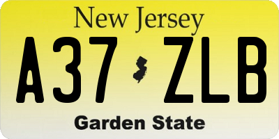 NJ license plate A37ZLB