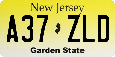 NJ license plate A37ZLD