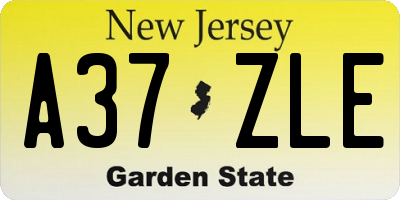 NJ license plate A37ZLE