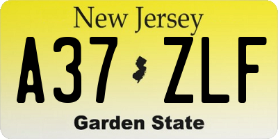 NJ license plate A37ZLF