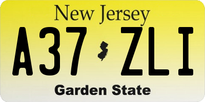 NJ license plate A37ZLI