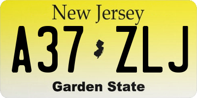 NJ license plate A37ZLJ