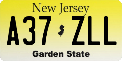 NJ license plate A37ZLL