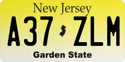 NJ license plate A37ZLM