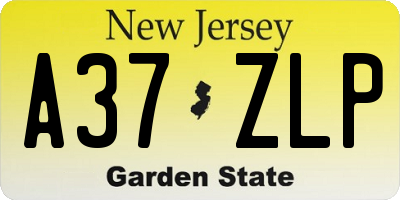 NJ license plate A37ZLP