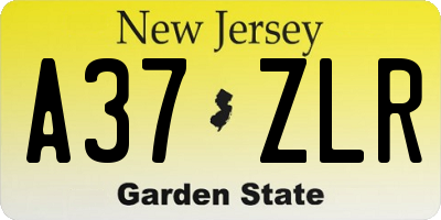NJ license plate A37ZLR
