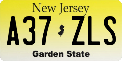 NJ license plate A37ZLS
