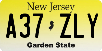 NJ license plate A37ZLY