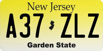 NJ license plate A37ZLZ