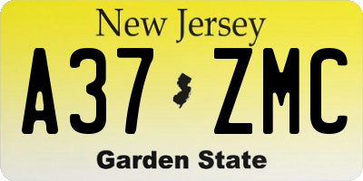 NJ license plate A37ZMC