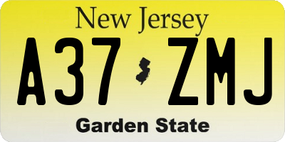 NJ license plate A37ZMJ