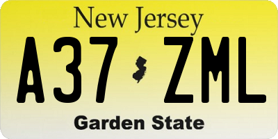 NJ license plate A37ZML