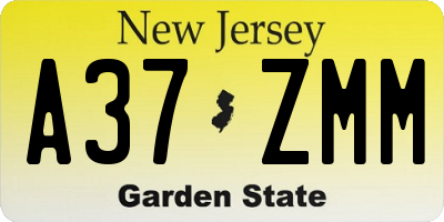 NJ license plate A37ZMM