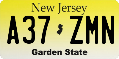 NJ license plate A37ZMN
